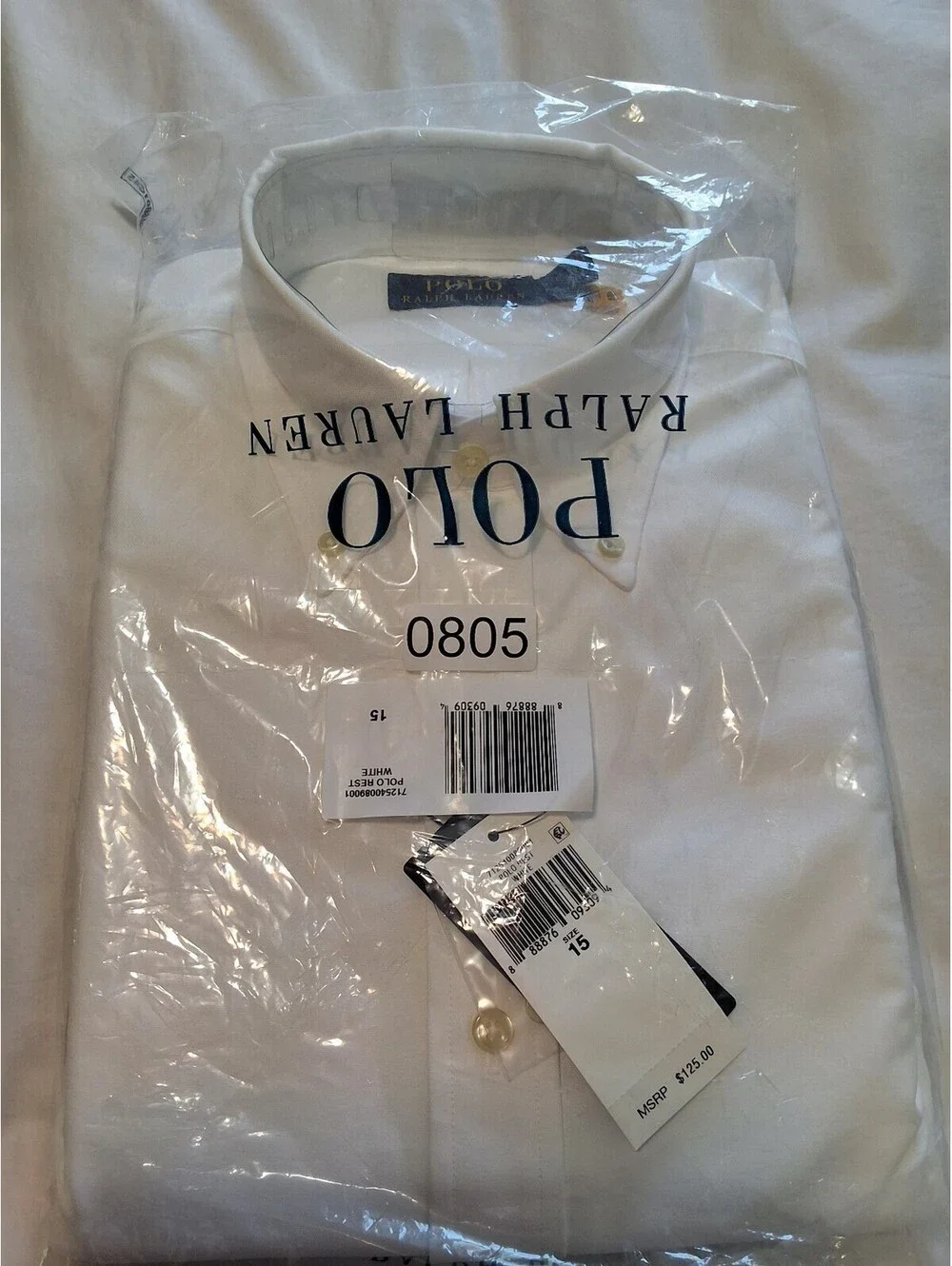 Polo Ralph Lauren Classic Fit White Button-Down Dress Shirt Size 15 32/33